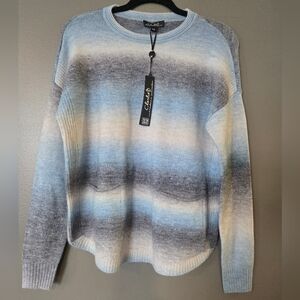 CHARLIE B Women's Ombre Sweater - Blue, Gray, Cream With Pockets